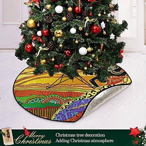 אשה אפריקאית נוף עץ חג המולד מחצלת עץ אטום עץ עץ מגש שטיח מחצלת מתחת לאביזר עץ חג המולד למגן לרצפת