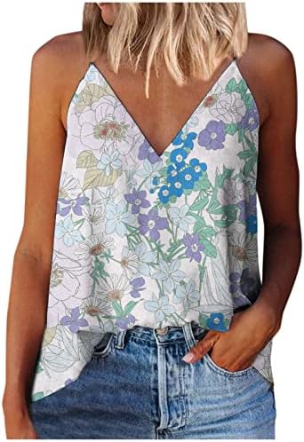 חולצה פרחונית של בוהו לנשים קיץ קז'ואלים גופיות צווארון V