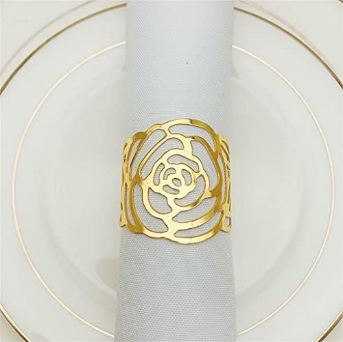 Walnuta 10 pcs מלון חתונה מתכת מתכת ורד מפית מפית אבזם טבעת טבעת פה בד טבעת כלי שולחן קישוט (צבע: