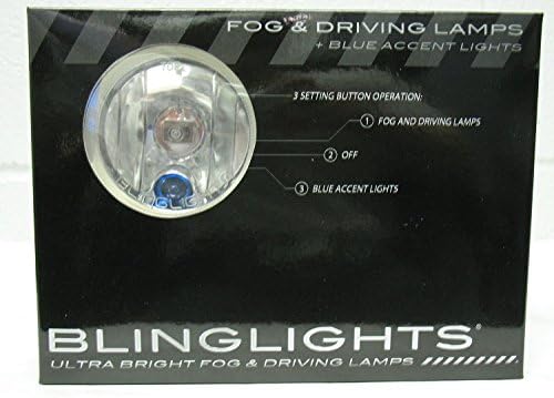 Blingights BL300W-113 3.5 אינץ 'אינץ' 88.9 ממ BL-300W מנורות ערפל הלוגן לבן לבן עם אורות מבטא כחולים