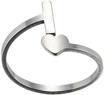 נשים מבטיחות טבעת מכתב אופנה פתיחת טבעות חתונה בנות רטרו רטרו נירוסטה תכשיטים טבעת נישואין מתכווננת
