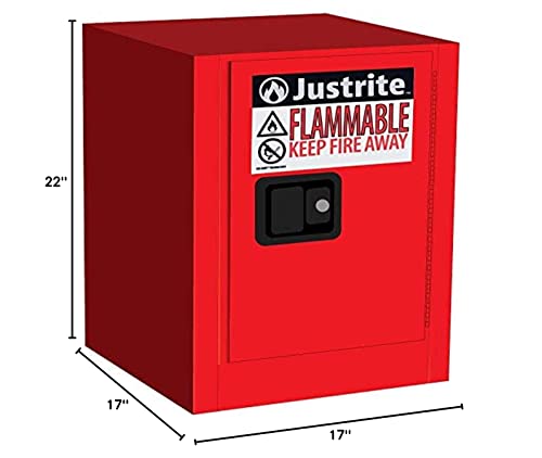 JUSTRITE 890401 Sure-Brip Ex Pealthized פלדה 1 דלתות ידנית דליקה דליקה ארון אחסון בטיחות דליקה,
