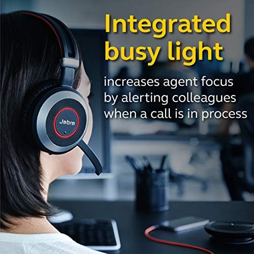 Jabra Evolve 80 אוזניות קווית של UC אוזניות טלפון מקצועיות עם ביטול רעש ללא תחרות לשיחות ומוזיקה, כולל
