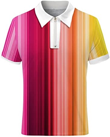 חולצות פולו שרוול קצר של גברים מנוגדים צבעים מנוגדים מפוספסים 1/4 חולצת טניס גולף קלאסית, חולצת פולו גדולה