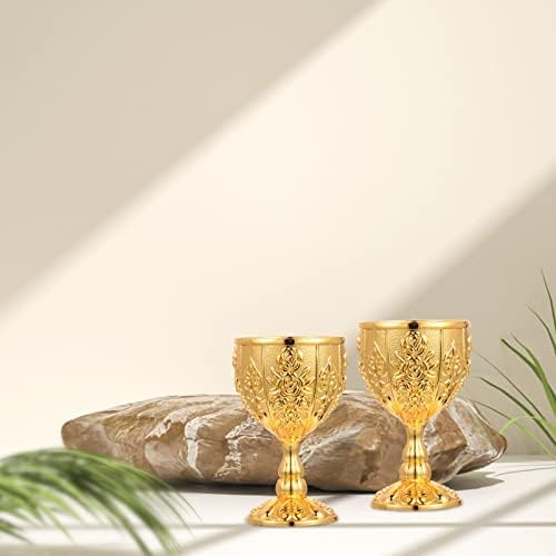 חתונת שולחן דקור 2 יחידות גביע גביע בציר מתכת בולט יין כוס גביע פרח דפוס ירה זכוכית ליקר גביע יין גביע ברכות