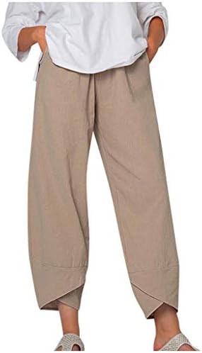 מכנסי דסודן קפרי לנשים כותנה מזדמנים פשתן מכנסיים קצוצים ברגליים קצוץ של טרקלין הדפס קיץ פלאצו פלאצו