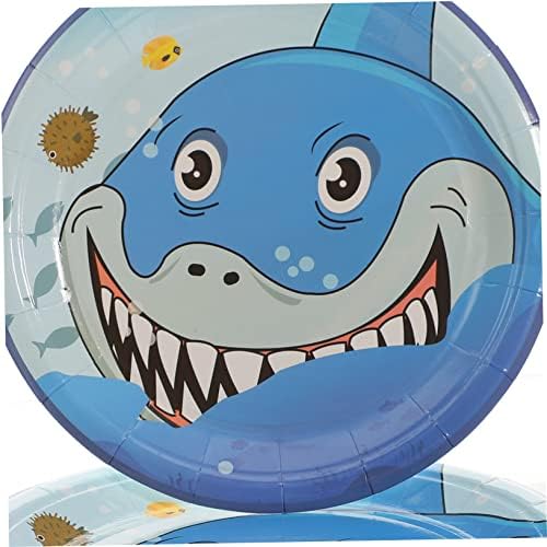 ABAODAM 2 Sets Shark Placy Plate Cups Ocean Depor Decor Blue Paper Cup מוצרי ילדים