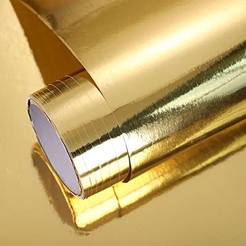נייר מגע במראה זהב 16 x 117 אינץ 'דבק עצמי מדף מדף מדף מגירת נייר מדבקת מדבקת ומקל טפט למטבח
