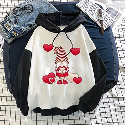 נשים של אופנה חמוד סווטשירט גמדים קריקטורה דפוס אהבת לב הדפסת נים גדול רופף בסוודרים הסווטשרט חולצות