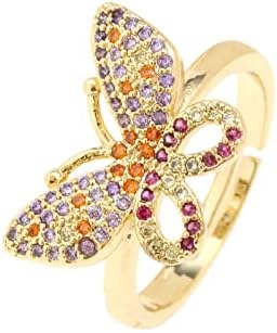 2023 טבעת מתנה יצירתית פרפר פתיחת אהבת טבעת נשי בכיר מדד אצבע טבעת מתכוונן גודל טבעת יומי ללבוש
