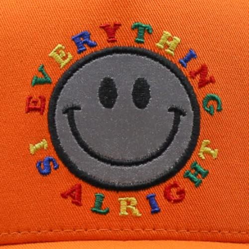 מוקה סמיילי פנים כובע משאית בגדי רחוב וינטג ' 5-פאנל כובע משאית חיוך פנים רקמה רשת גב כובע סנאפבק כובע גרפי