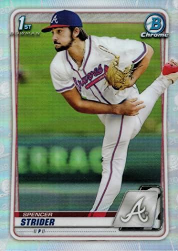 2020 טיוטת Bowman Chrome Refractor Baseball BD-20 Spencer Strider כרטיס טרום-רוקי-כרטיס כרום הראשון של Bowman