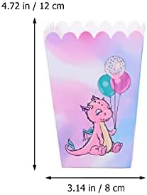 מסיבת יום הולדת של PartyKindom דפוס דינוזאור ורוד מקסים פופקורן ממתקים קופסאות קופסאות מסיבות ליום הולדת