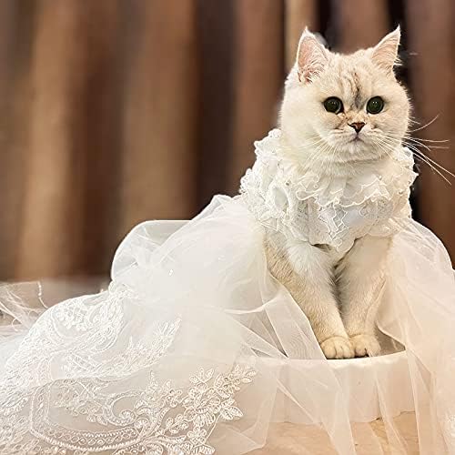 שמלת כלה כלב של Fegoclt נגררת חתולים נסיכה שמלת מחמד מחמד שמלת כלה שמלת כלה בגדי טדי נישואין חתונה