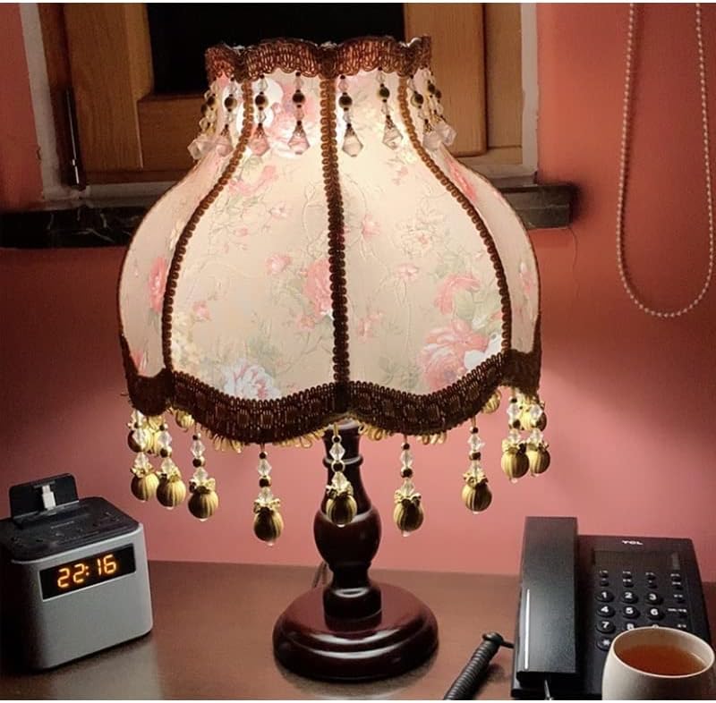 ZHUHW חבית אירופית מנורת צל בעבודת יד כיסוי בד מלכותי סגנון מלכותי צרפתי רומנטיק מלפך החלפת אור