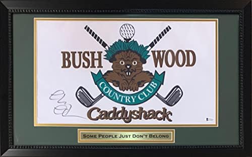 Chevy Chase חתימה חתימה Caddyshack Bushwood חתום דגל גולף ממוסגר Beckett CoA