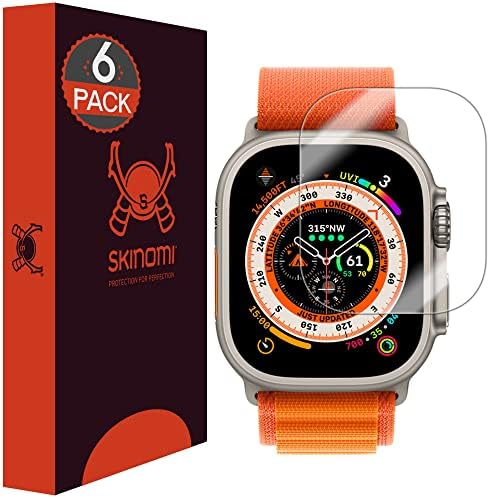 מגן מסך Skinomi התואם ל- Apple Watch Ultra ברור Techskin TPU אנטי-בועל
