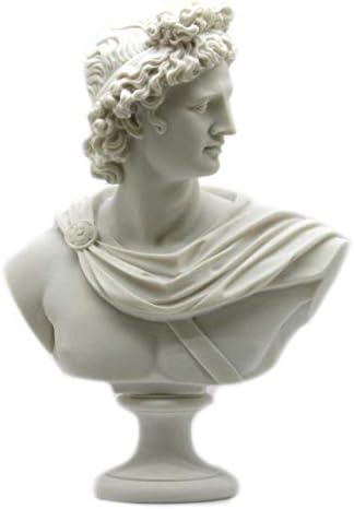 אפולו יוונית רומאית אל פסל ראש חזה פסל שיש פסל בעבודת יד 12.6΄΄