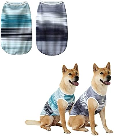 חולצת כלבים וחתולים של דג'ידלי בבד טק, בגדי חיות מחמד לכלבים גדולים, בינוניים וקטנים, 2 חבילה של חולצות ספורט