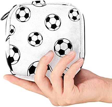 כדורגל כדורגל שקית אחסון מפיות לבנה שחורה לבנה, טמפונים אוספים ארנק מחזיק, ערכת תקופה ראשונה לנשים