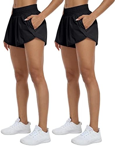 מכנסיים קצרים אתלטיים של Yezii לנשים עם כיסים המותניים הגבוהים אימון מכנסי כושר יוגה יוגה קצרים בקיץ לבנים