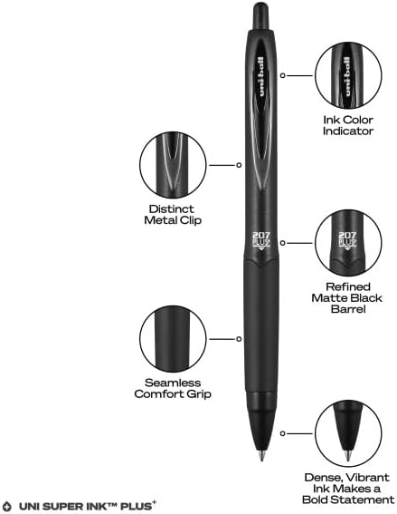 יוני-כדור 207 בתוספת + נשלף ג ' ל עטים 36 מארז בשחור עם 0.7 ממ בינוני נקודת עט טיפים-יוני - סופר דיו+ הוא