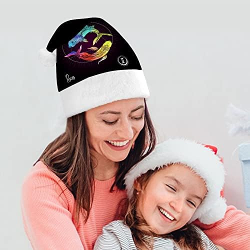 מזל דגים גלגל המזלות קונסטליישן חג המולד כובע סנטה כובע עבור יוניסקס מבוגרים נוחות קלאסי חג המולד כובע עבור