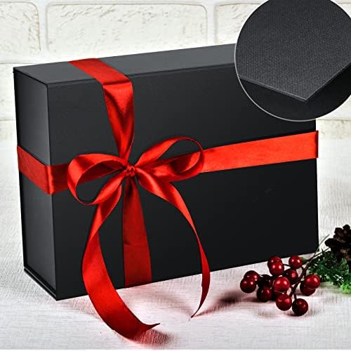 2 מארז 11 איקס 7.8איקס 3.5 קופסא מתנה שחורה עם מכסה, תיבת שושבין החתן, קופסא מתנה מתקפלת עם סגירה מגנטית