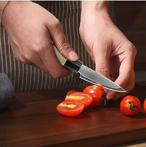 סטי סכין מטבח, 5 יחידות סכיני מטבח סט פלדת דמשק יפני סנטוקו סושי סלמון פטי סכין שירות בשר קליבר