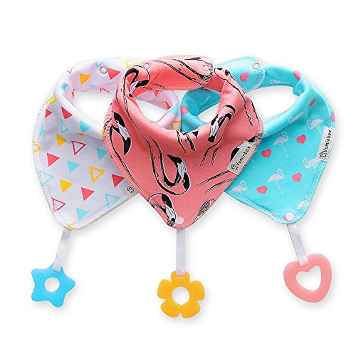 Vuminbox Baby Bandana Droobs Bibs 3 חבילות ושיניים צעצועים 3 מארזים עם כותנה אורגנית, סופרת