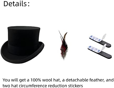 וילהוי צמר למעלה כובע לגברים סאטן מרופד טופר כובע שחור גברים של גבוה טופאט חג המולד תלבושות כובע