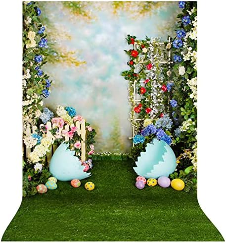 אביב פסחא רקע לצילום 5 על 7 רגל גן פרח גדר ירוק דשא פסחא ביצים תמונה רקע לילדים דיוקן יילוד תינוק