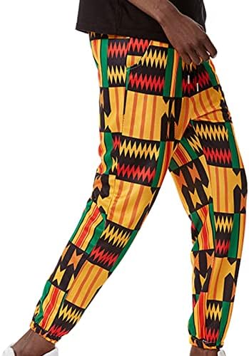 מכנסי דפוס אפריקאים של גברים מכנסיים מכנסי טרנינג בסגנון Boho בסגנון מותניים אלסטיים שרוך ספורט מזדמן מכנסיים