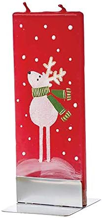 פלאטיז חג המולד נרות איל עיצוב על אדום-שטוח, דקורטיבי, יד צבוע נר מתנות לנשים או גברים-6 סנטימטרים