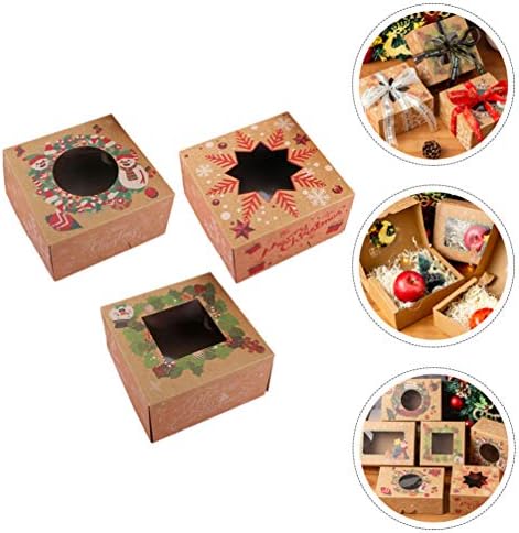 מיכל מזון Besportble 3 יחידות קופסאות עוגיות חג המולד עם חלון ברור ומכסים סופגנייה קאפקייקס ממתקים קופסאות פינוקים