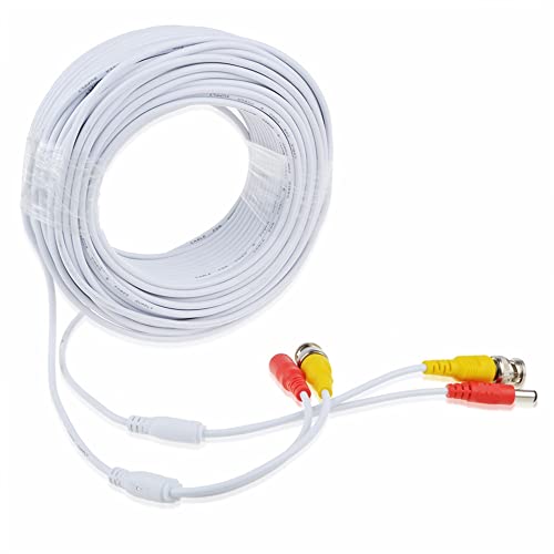 SLLEA 25ft White Video Power BNC כבל כבל חוטי עופרת החלפת מצלמות אבטחה של Zosi CCTV DVR