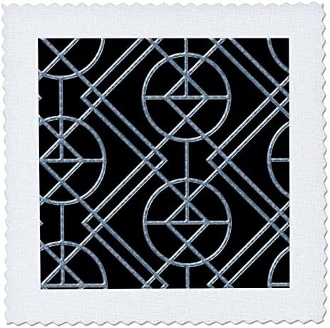 3רוז מודרני כחול תמונה של מתכת עיגולים וקווים גיאומטרי דפוס-שמיכת ריבועים