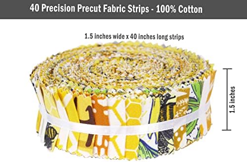 סוימוי 40 יחידות הדפסת פרפר רצועות בדים חתוכות מראש להפשיל גלילי ג 'לי כותנה בגודל 1.5 על 42 אינץ' לתפירה-צהוב
