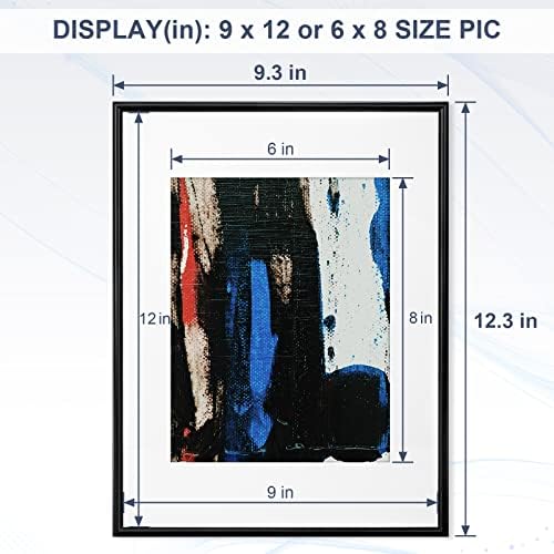 מסגרת תמונה של פוקרו 9x12, מסגרת תמונה חלקה וחלקה וחלקה עם אקריליק בהגדרה גבוהה, תצוגה תמונה 6x8 עם מחצלת