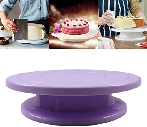 11 אינץ עוגת סטנד פטיפון מסתובב נגד החלקה עגול לקשט מטבח שולחן כלים-סגול