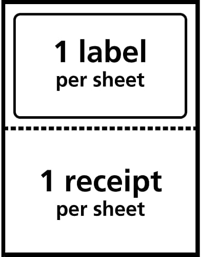 תוויות משלוח להדפסה של אייברי עם קבלות נייר, 5-1/16 איקס 7-5 / 8, לבן, 50 תוויות דיוור ריקות