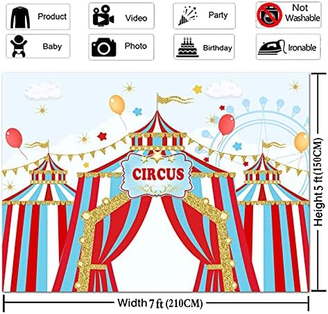 כחול שמיים אדום לבן פסים אוהל גלגל ענק קרקס קרנבל נושא צילום רקע 7 * 5 רגל ילדים בנים או ילדה מסיבת יום הולדת