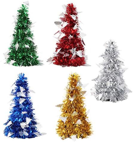 טוינדונה 5 יחידות עץ חג המולד מלאכותי עצים קטנים לחג המולד נצנפים טינסל קישוטים לחג המולד מרכזי
