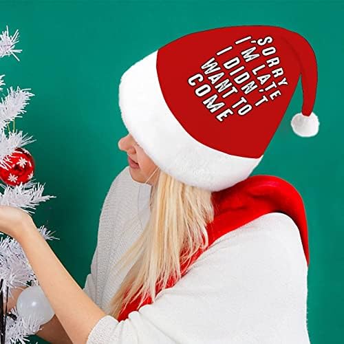 מצטער אני מאוחר אני לא רוצה לבוא חג המולד כובע סנטה כובעי חג המולד עץ קישוטי חג דקור מתנות למבוגרים נשים משפחת