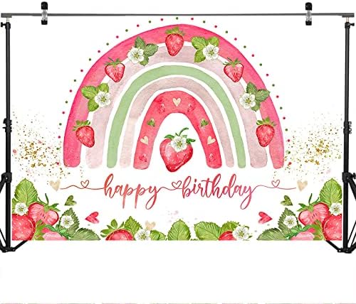 תות שדה יום הולדת רקע קשת ברי מתוק מסיבת קישוטי תמונה תפאורות מתוק ילדה שמח יום הולדת צילום רקע