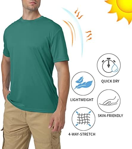 הגנת השמש של Biylaclesen גברים עם שרוול קצר חולצת טריקו UPF 50+ חולצות ביצועים מהירות נושמות