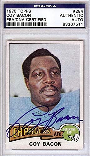 חתימה של Coy Bacon משנת 1975 Topps כרטיס 284 סן דייגו מטענים PSA/DNA 83367511 - כרטיסי כדורגל