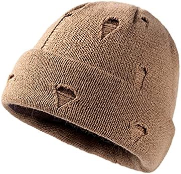 נשים לסרוג רפוי כפת כובע חיצוני יוניסקס קרע כובע כובע מוצק צמר סרוג חם מזדמן בייסבול כובעי כובעים