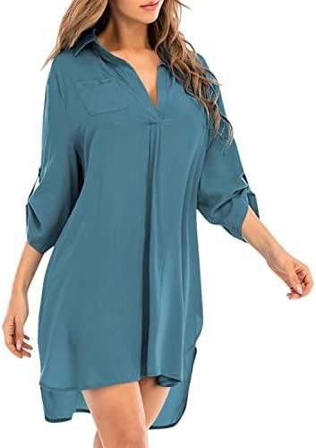 איקה נשים ארוך טוניקת חולצות עבור חותלות פרחוני הדפסה ארוך שרוול כפתורים או צוואר מעוקל מכפלת הברך אורך