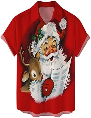 XXBR לחג המולד לחתן כפתור למטה חולצות שרוול קצר חג המולד מצחיק סנטה קלאוס חולצה הוואי מסיבה גרפית